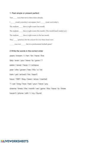 Past simple present perfect