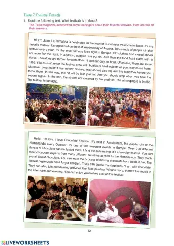 Grade 10 Theme 7:Food and Festivals