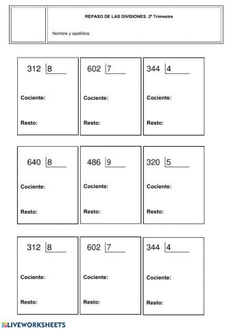 Divisiones por 1 cifra
