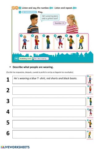 Present continuous. Clothes