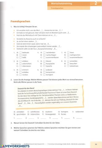 Sprachbausteine B1 Thema Fremdsprachen