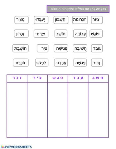 Match words to shorashim