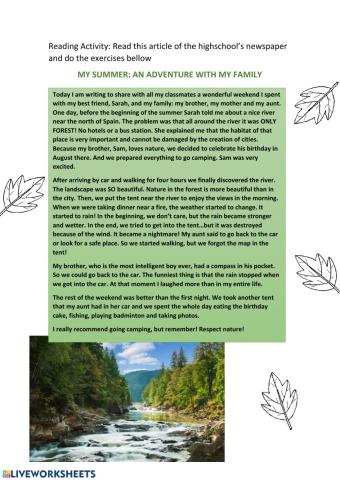 Reading: a weeking in nature