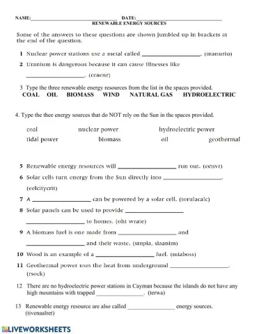 Renewable energy sources