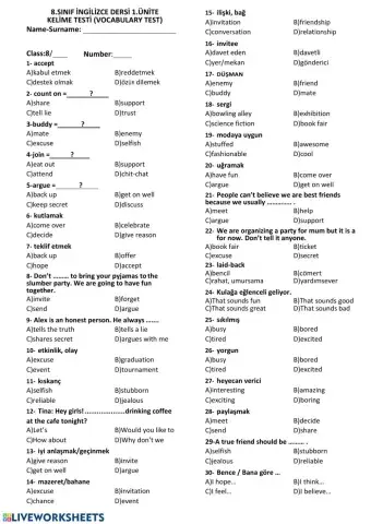 Friendship vocabulary