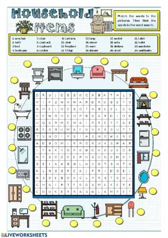 Household items worksheet
