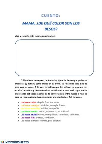 Cuento: Mamá ¿de qué color son los besos?