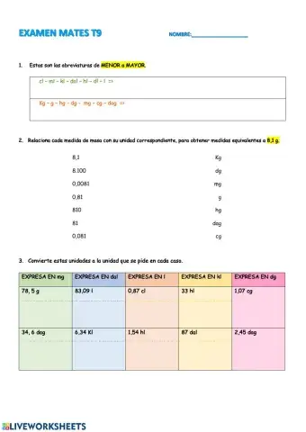 Unidades de masa y capacidad
