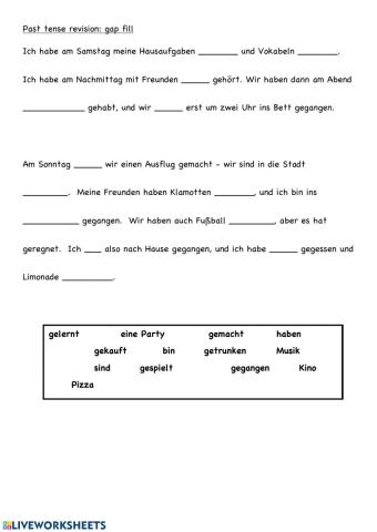 Past tense gap fill SJP