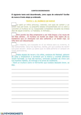 Cuentos desordenados. El muñeco de nieve