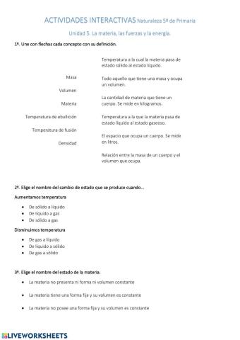 La materia y sus propiedades. Cambios de estado