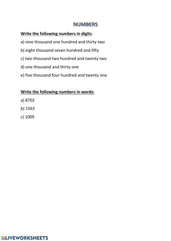 Place Value: 4 digit