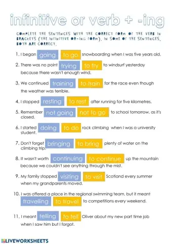 Infinitive or verb + -ing