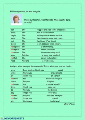 Present perfect irregular