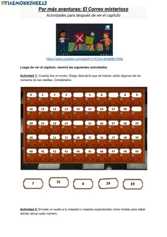 Actividades para realizar después de ver Por más aventuras: El correo misterioso - nivel 1