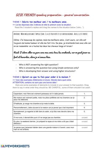 French GCSE speaking preparation