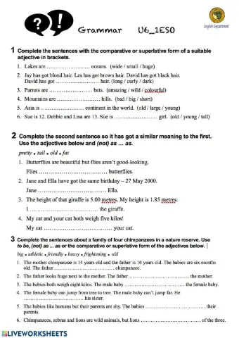 Grammar test U6-1ESO