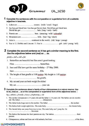 Grammar test U6-1ESO