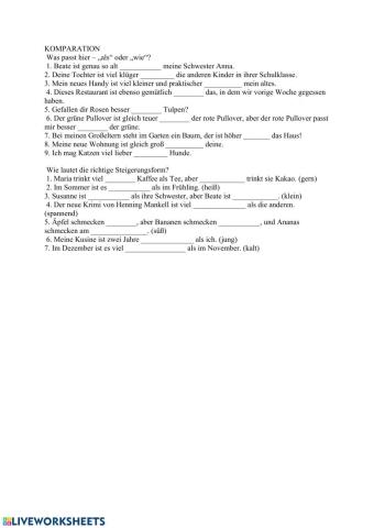 Komparation der Adjektive