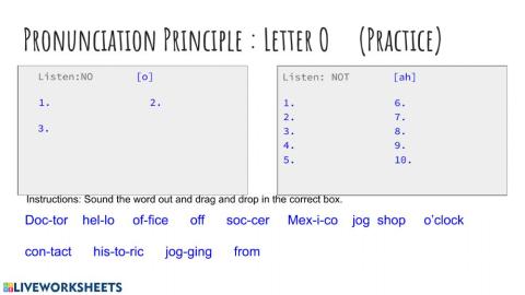 Pronunciation Practice Letter O