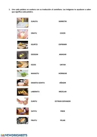 sukaldeko aditzak - verbos cocina