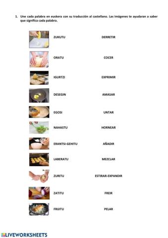 sukaldeko aditzak - verbos cocina