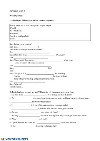 Present perfect - past simple practice