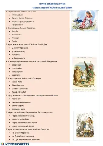 Тестові завдання -Аліса в Країні Див-