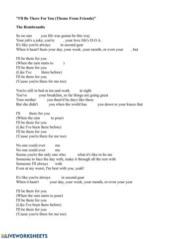 I'll be there with you -