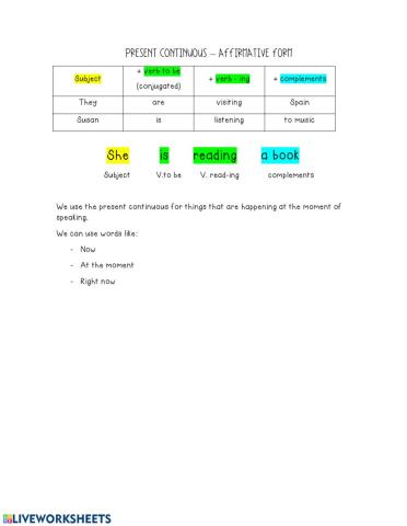 Present continuous affirmative