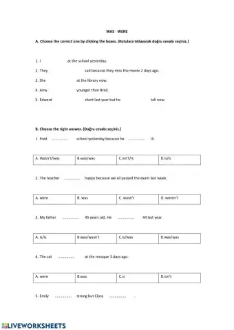 Was - Were Worksheet