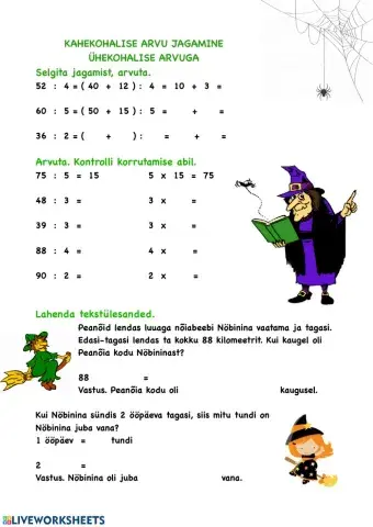 Kahekohalise arvu jagamine ühekohalise arvuga