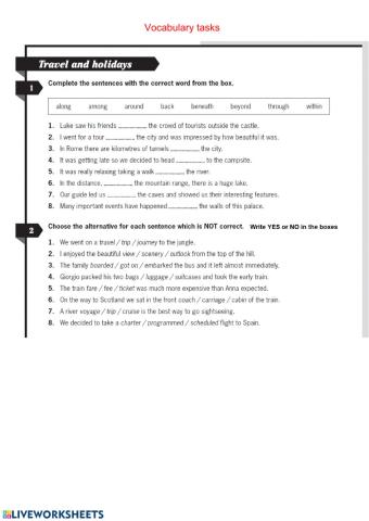 Vocabulary practice Travel