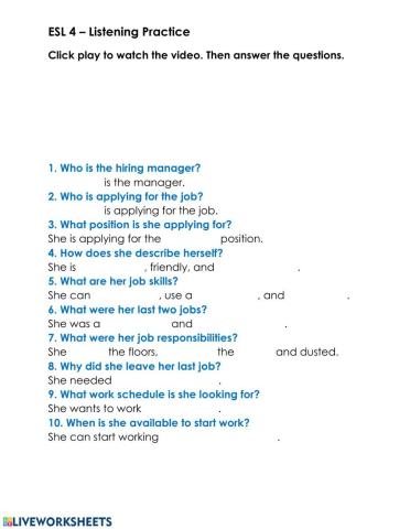 Listening: Job Interview