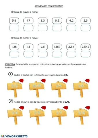 Actividad con decimales