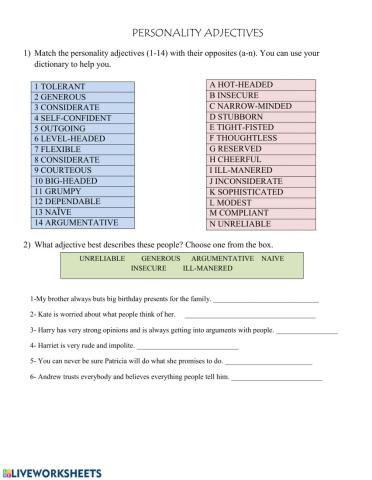 Personality Adjectives