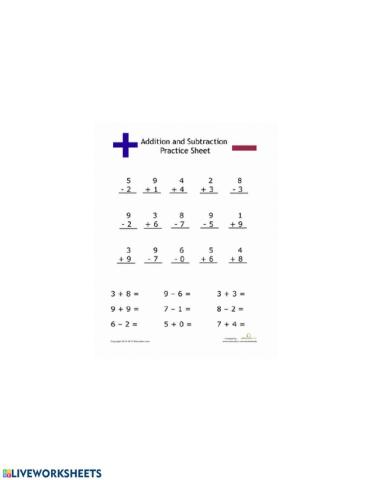 One Digit Addition and Subtraction