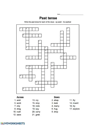 Regular verbs crosswords