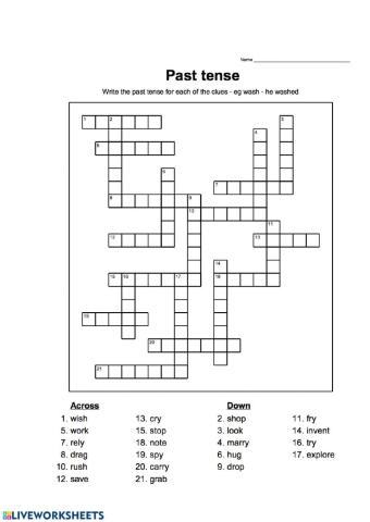 Regular verbs crosswords