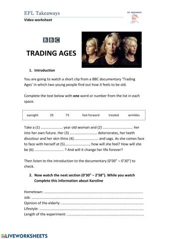 Trading Ages- English File Upper Intermediate. pag. 18, 19. 