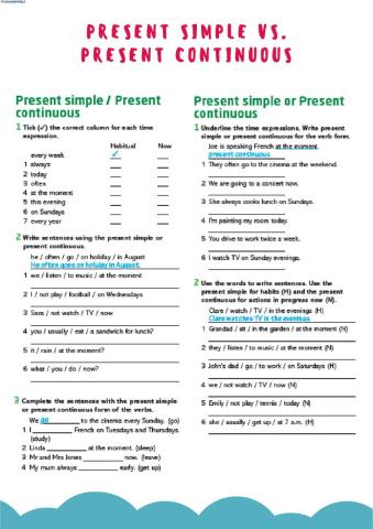 Present simple Vs. Present continuous