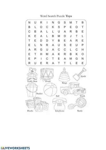 Toys wordsearch