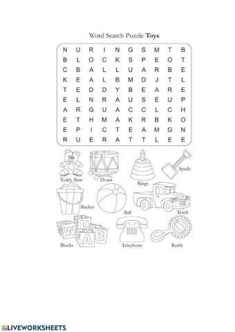 Toys wordsearch