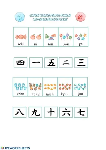 Los números 1-10 - unir objetos