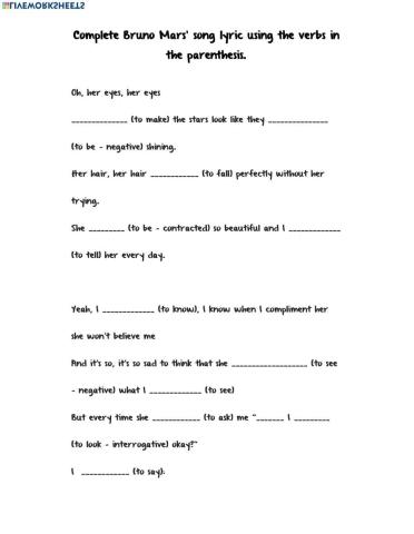 Song: Just the way you are - Present simple