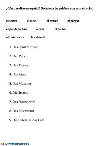 En la ciudad - Vocabulario