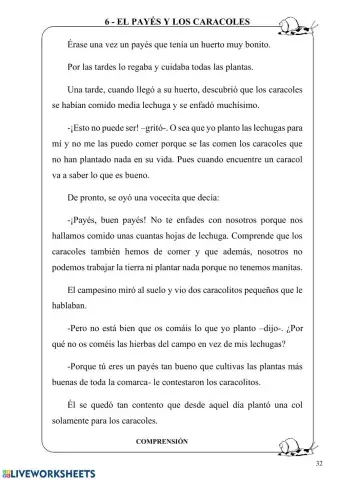 Lectura 6. El payés y los caracoles