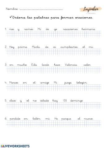 Ordenar palabras para formar oraciones