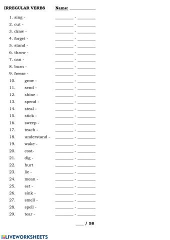 Irregular Verbs - 3 forms № 3