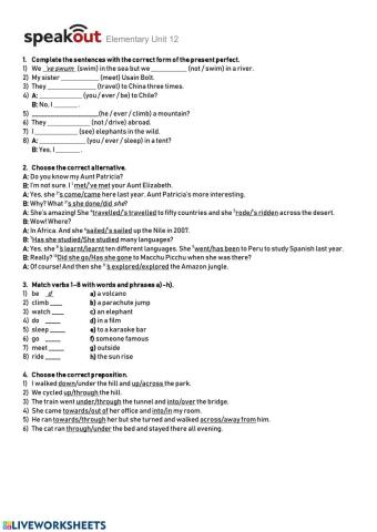 Revision Unit 12 - Speakout Elementary